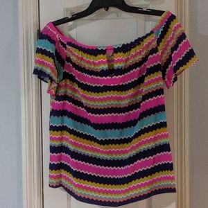 Alice and Trixie off shoulder silk blouse